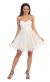 Strapless Lace Bodice Short Tulle Homecoming Party Dress in Off White